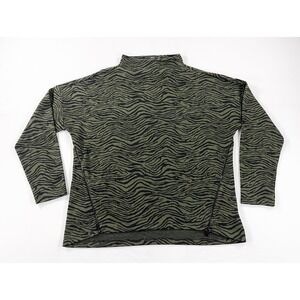 Yest Zebra Mock Neck Sweater Womens 8 Olive Green Side Zip Gorpcore Streetwear M